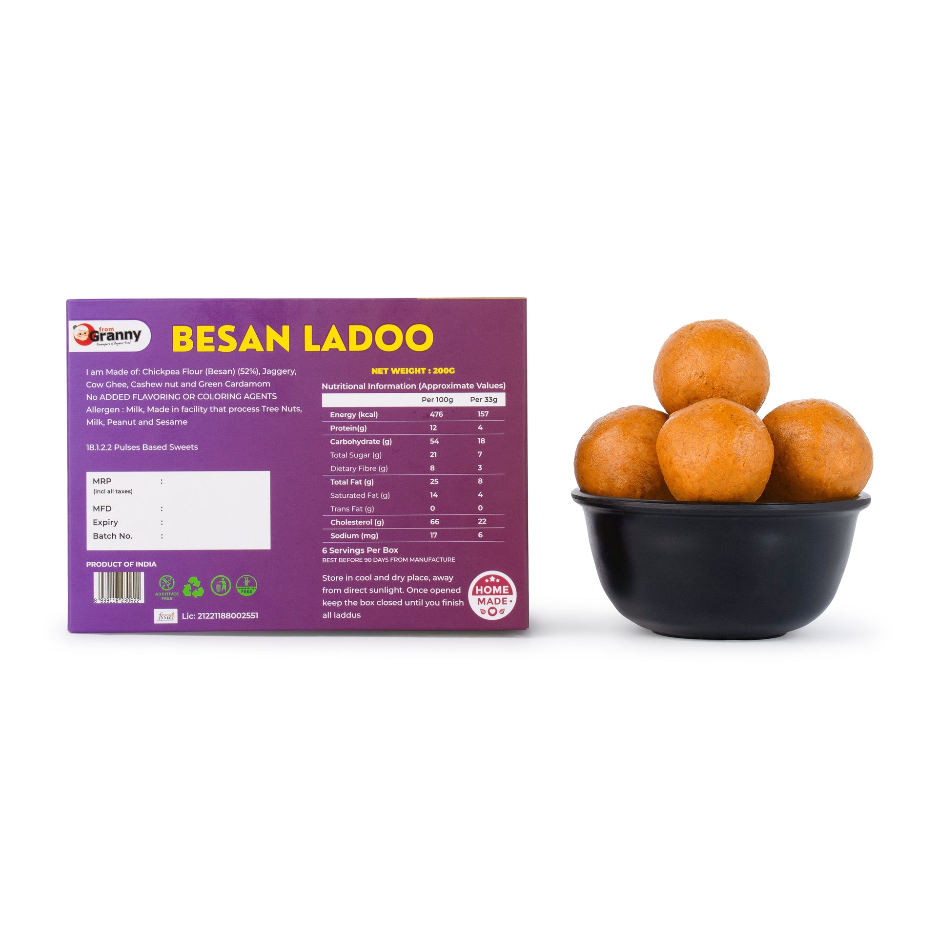 Healthy Besan Ladoo with Jaggery - 200g