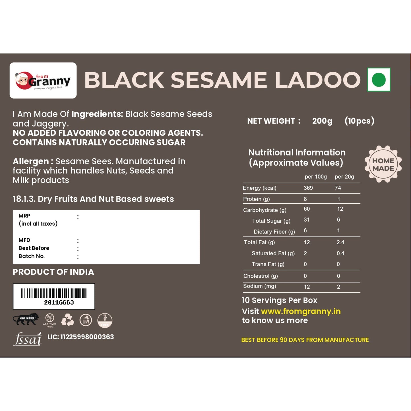 Black Sesame Laddu Jaggery Soft | Kale Til Ke Ladoo | Traditional Til Gud | Iron & Calcium Rich | Black Til Laddu Jaggery | 200g